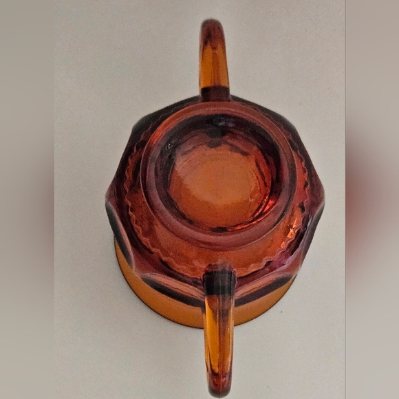 Indiana Glass King's Thumbprint Amber Creamer and Sugar set with Tray - Picture 15 of 16